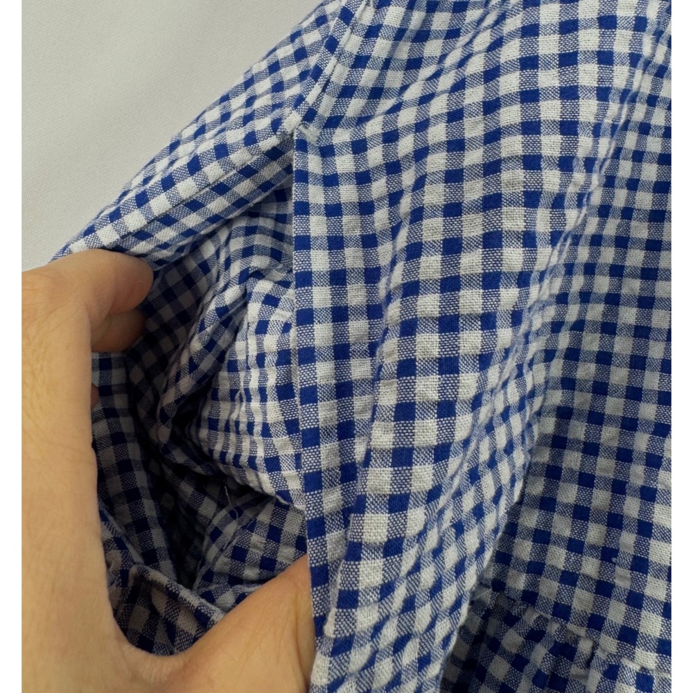 Old Navy Gingham‎ Puff Sleeve Tiered Midi Dress Women Size L Blue White - Picture 8 of 10